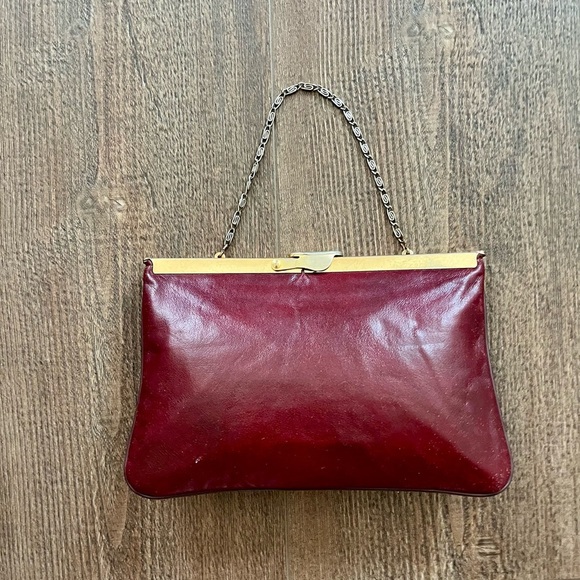 1960s Genuine Leather Maroon purse - Picture 6 of 10